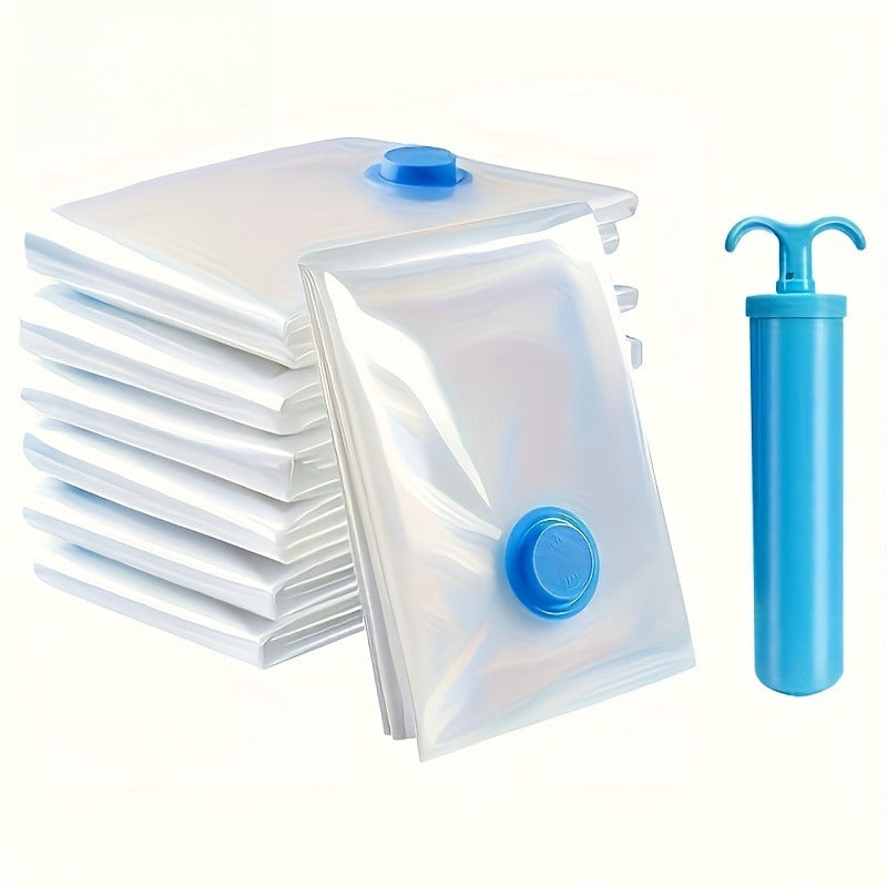 Manual Pump Vacuum Storage Bags - Heavy-Duty Plastic Vacuum Seal Bags with Pump