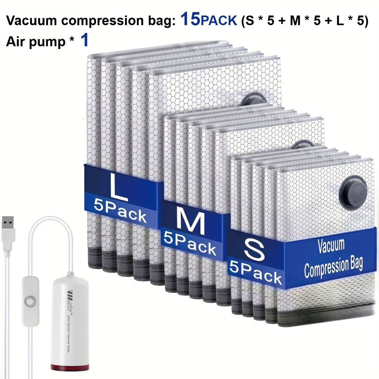 16\u002F13\u002F10\u002F7pcs Travel Vacuum Compression Storage Bags with USB Electric Pump