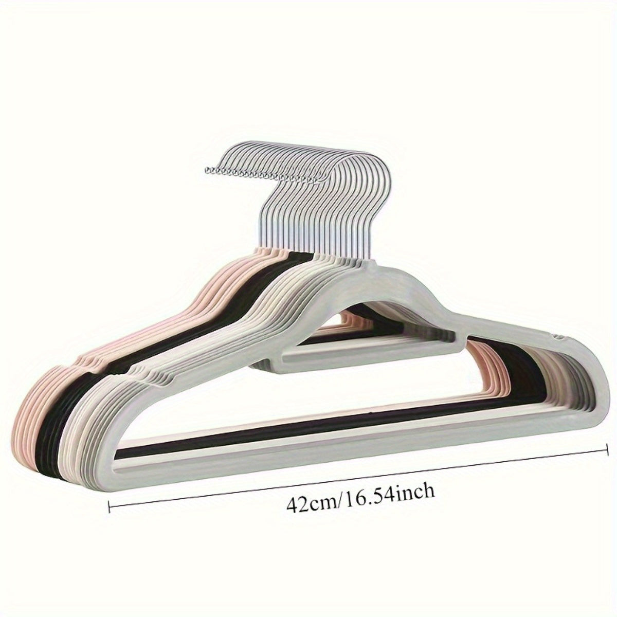 Plush Velvet Hangers, Non-Slip Shoulder Angle, Thickened Plastic Coated, Home Clothes Drying Rack, No-Mark Hanging Clothes Hangers for Wardrobe Storage