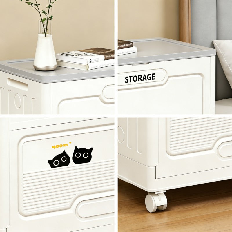 Foldable Storage Box with Flip Top | Modern Plastic Clothes Storage Organizer with Wheels