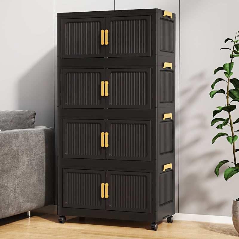 3\u002F4\u002F5 Tier Foldable Storage Cabinet | Stackable Plastic Storage Boxes with Lids and Magnetic Doors