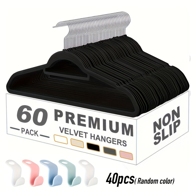 Colorful Hook Velvet Hangers with a Non-Slip Rotating Feature