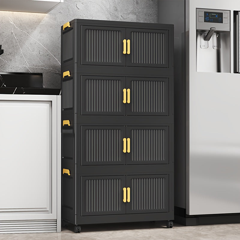 3\u002F4\u002F5 Tier Foldable Storage Cabinet | Stackable Plastic Storage Boxes with Lids and Magnetic Doors