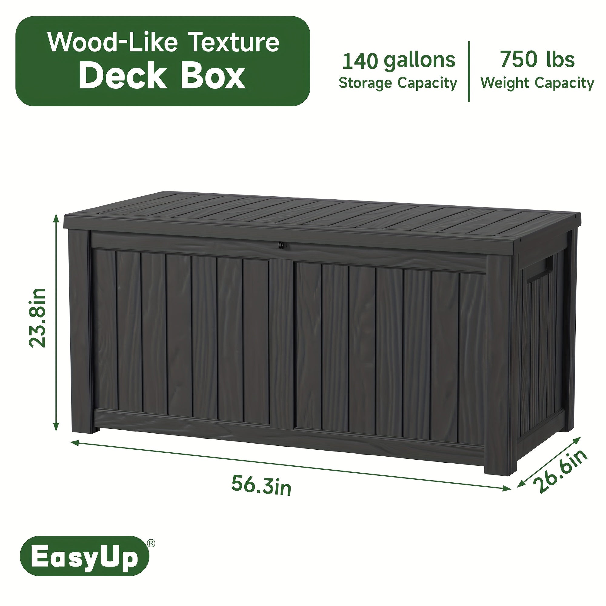 140 Gallon Deck Box Outdoor Storage Box, UV Resistant