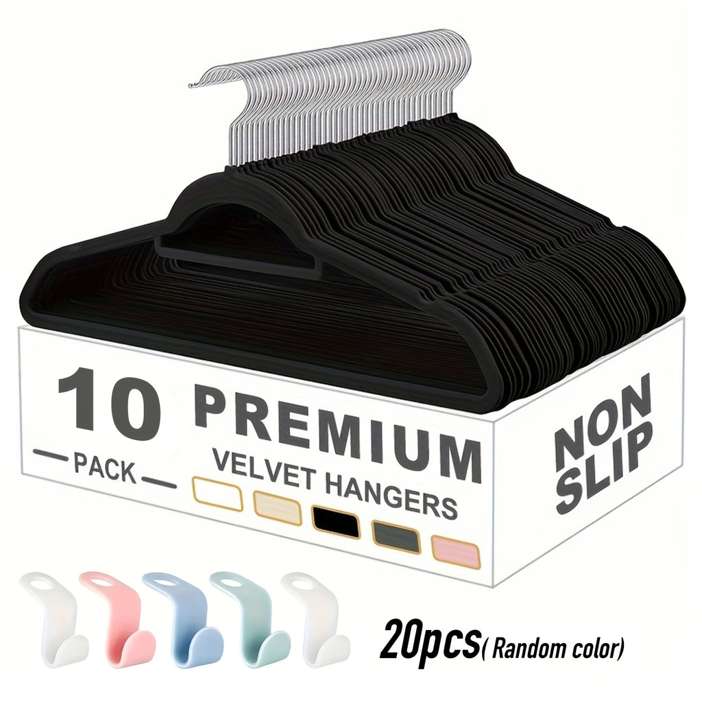 Colorful Hook Velvet Hangers with a Non-Slip Rotating Feature