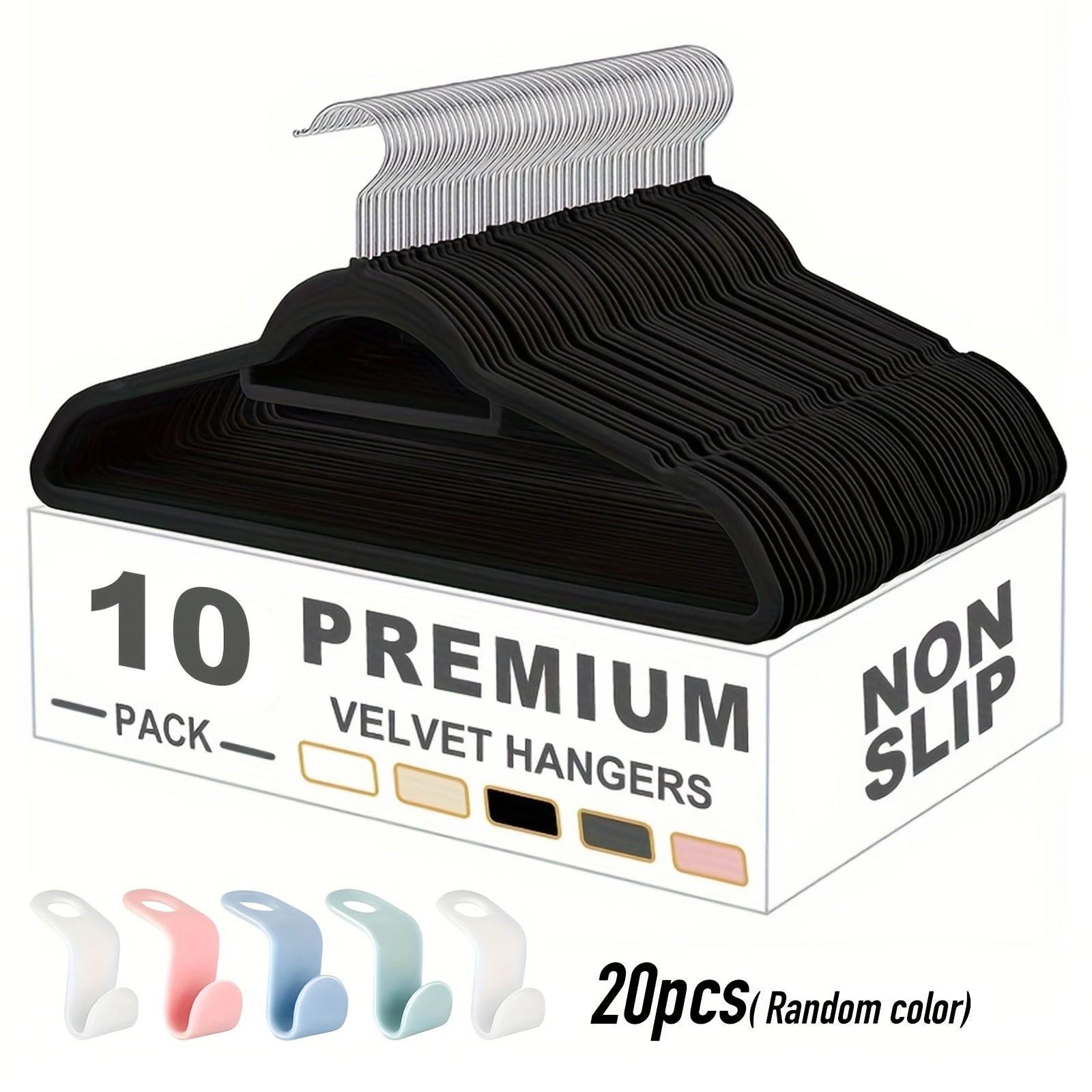 Colorful Hook Velvet Hangers with a Non-Slip Rotating Feature