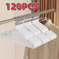 120pcs White Heavy Duty Anti-slip Coat Hangers with Shoulder Grooves, Space-saving Closet Organizers for Coats