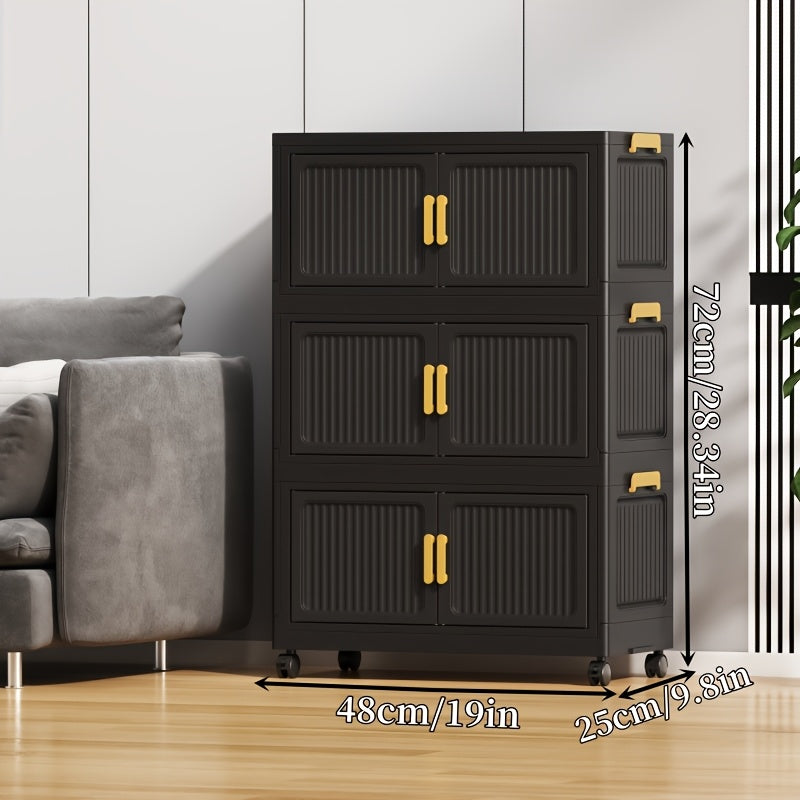 3\u002F4\u002F5 Tier Foldable Storage Cabinet | Stackable Plastic Storage Boxes with Lids and Magnetic Doors
