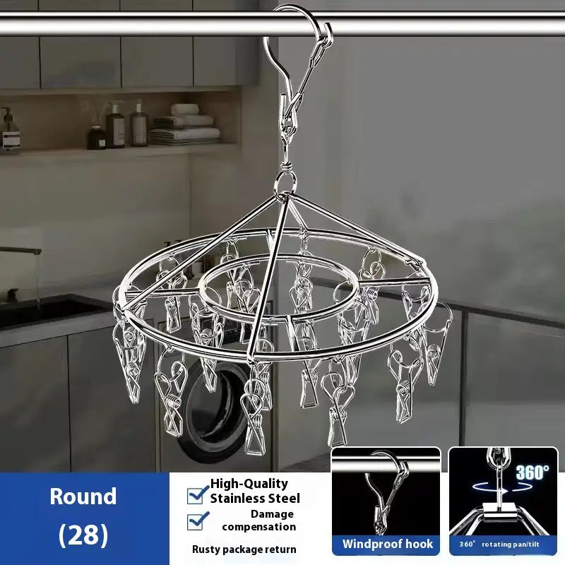 Heavy-Duty Drying Rack with 10 Clips - a Space-Saving Indoor\u002FOutdoor Drying Solution, Wardrobe Storage Solution, Hangers, Drying Racks, Clip Hangers, Pant Clips, Flexible Metal Hangers, Suitable for Balconies, Bathrooms