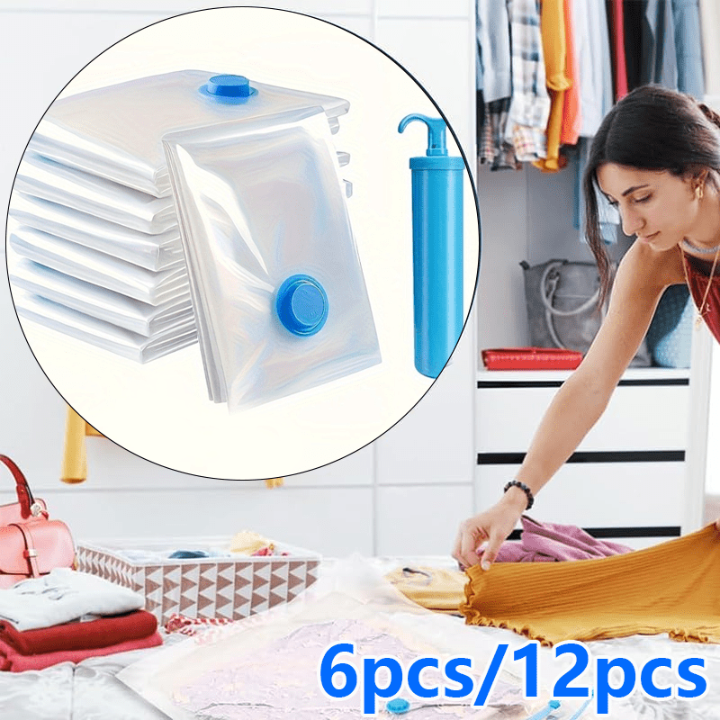 Manual Pump Vacuum Storage Bags - Heavy-Duty Plastic Vacuum Seal Bags with Pump