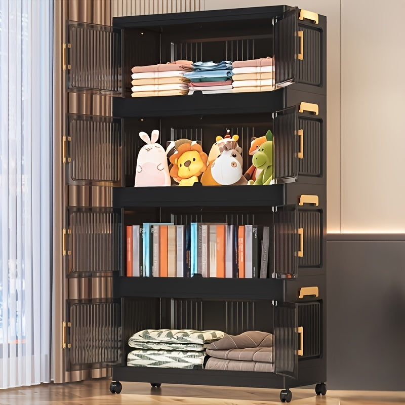 Large Black Storage Box with 6 Tiers (50.6 Inches), Foldable Options in 3, 4, 5, Or 6 Tiers