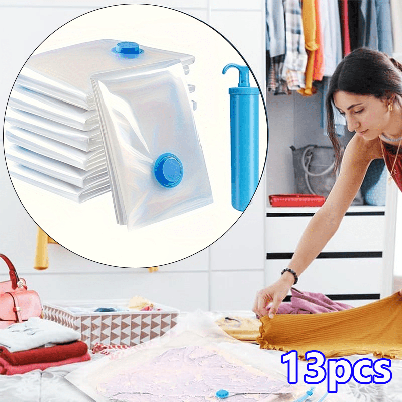 Manual Pump Vacuum Storage Bags - Heavy-Duty Plastic Vacuum Seal Bags with Pump