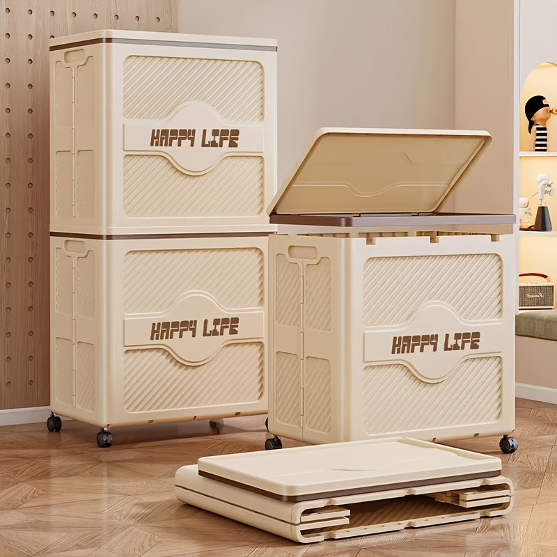 Foldable Storage Box with Lid | Featuring 360° Swivel Wheels, Built-in Handles