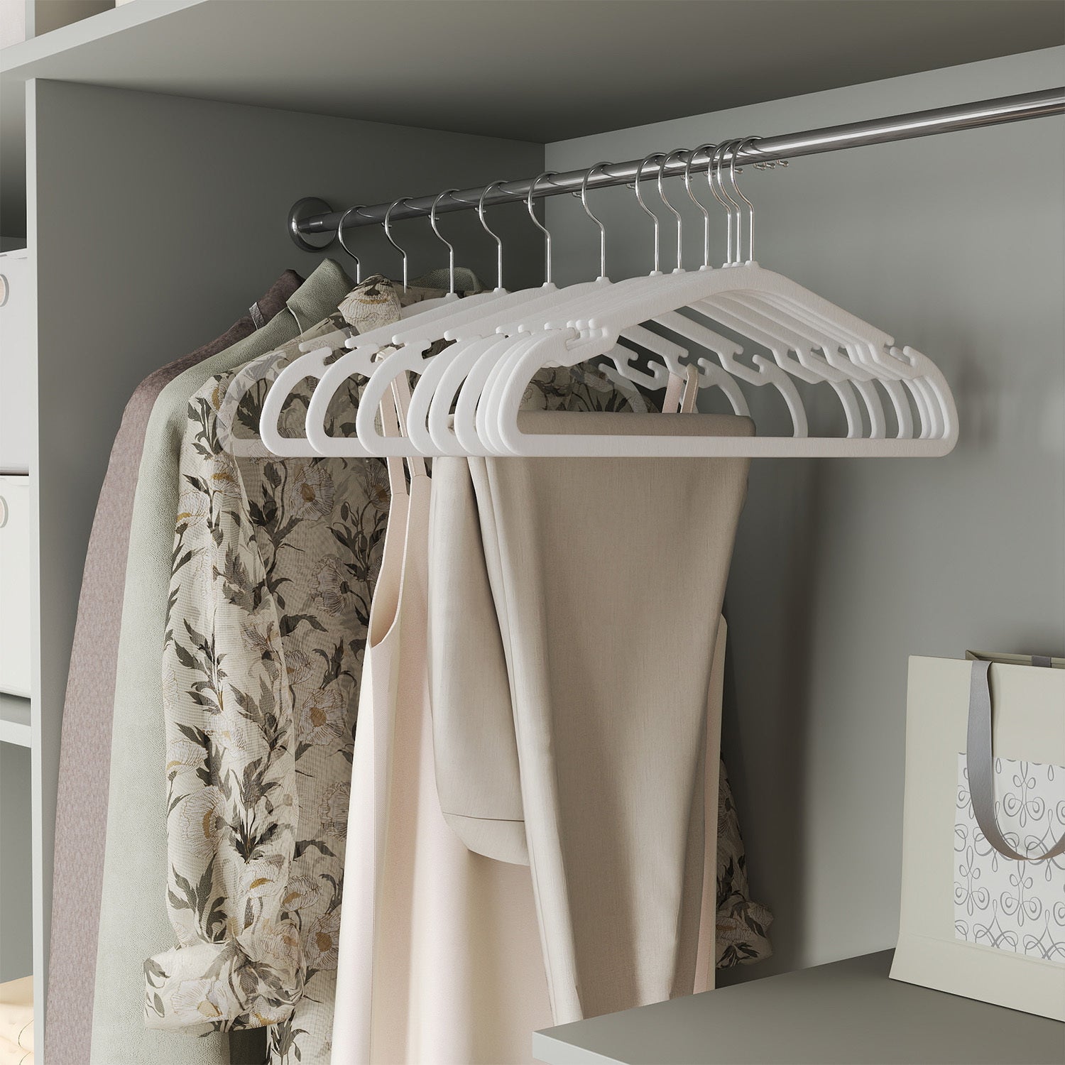 50 Pack Velvet Hangers | Non-Slip, Steel Clothes and Coat Hangers with Wide Shoulder Notches