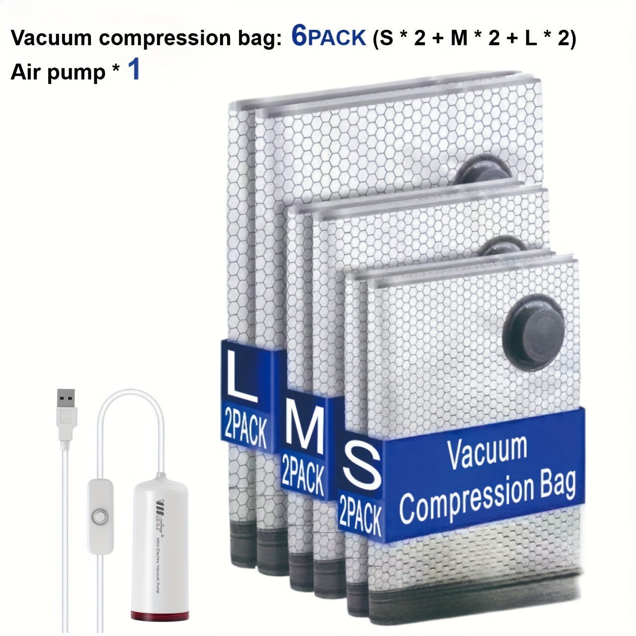 16\u002F13\u002F10\u002F7pcs Travel Vacuum Compression Storage Bags with USB Electric Pump