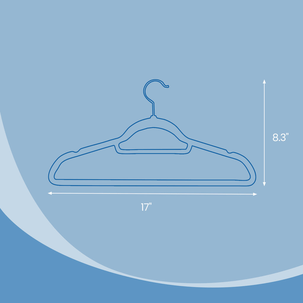 50 Pack Velvet Hangers | Non-Slip, Steel Clothes and Coat Hangers with Wide Shoulder Notches