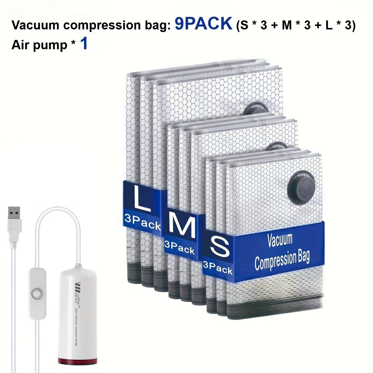 16\u002F13\u002F10\u002F7pcs Travel Vacuum Compression Storage Bags with USB Electric Pump