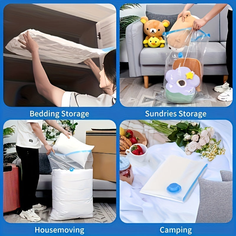 Manual Pump Vacuum Storage Bags - Heavy-Duty Plastic Vacuum Seal Bags with Pump