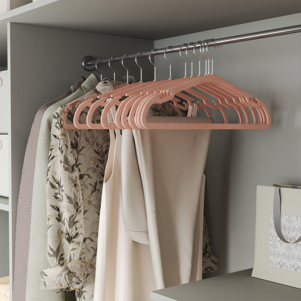 50 Pack Velvet Hangers | Non-Slip, Steel Clothes and Coat Hangers with Wide Shoulder Notches