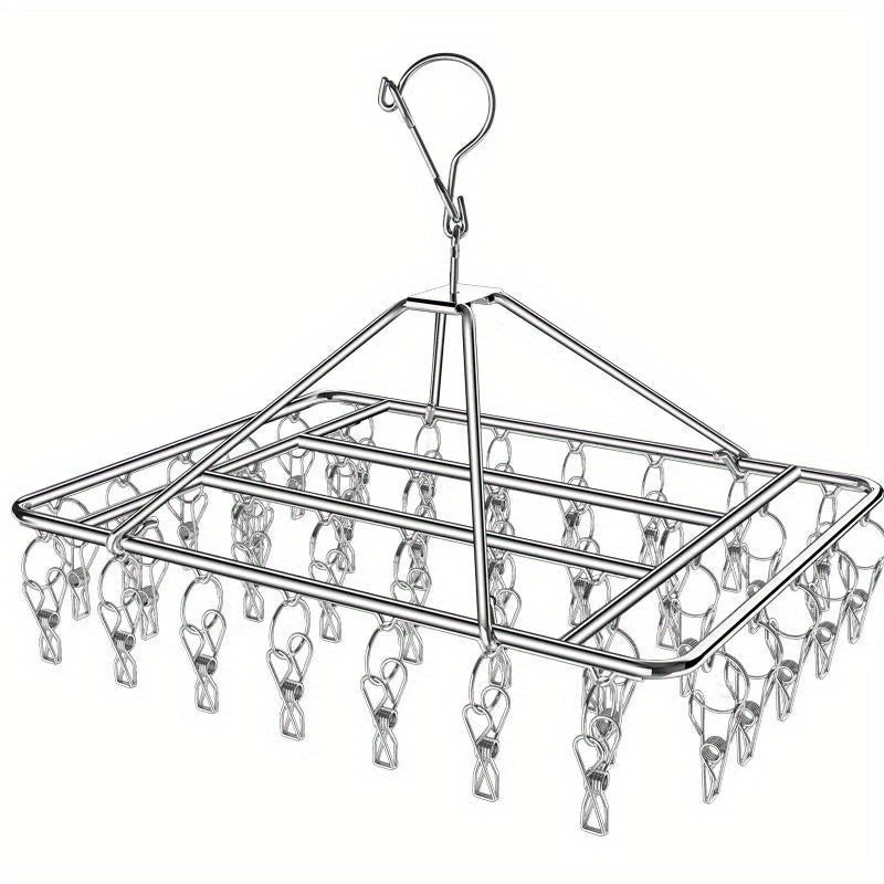 Heavy-Duty Drying Rack with 10 Clips - a Space-Saving Indoor\u002FOutdoor Drying Solution, Wardrobe Storage Solution, Hangers, Drying Racks, Clip Hangers, Pant Clips, Flexible Metal Hangers, Suitable for Balconies, Bathrooms