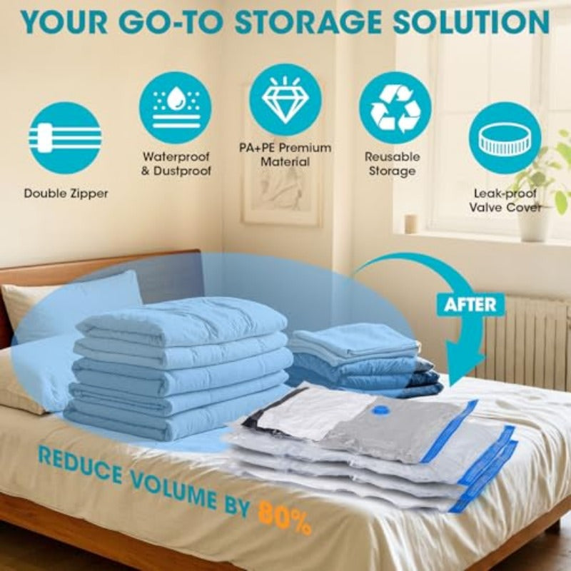 30 Pack Vacuum Storage Bags with Hand Pump 6Jumbo\u002F 6Large