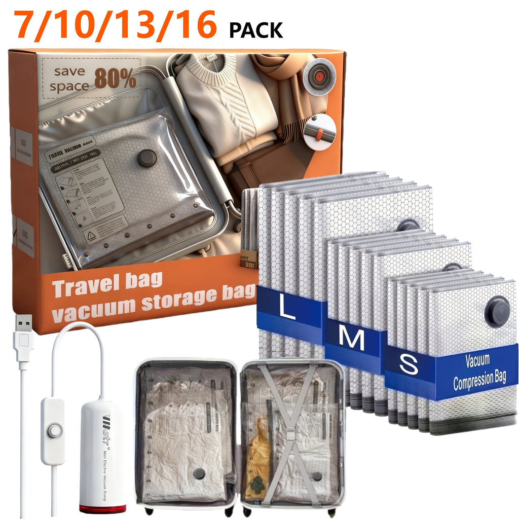 16\u002F13\u002F10\u002F7pcs Travel Vacuum Compression Storage Bags with USB Electric Pump