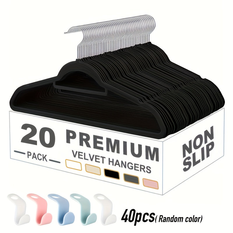 Colorful Hook Velvet Hangers with a Non-Slip Rotating Feature