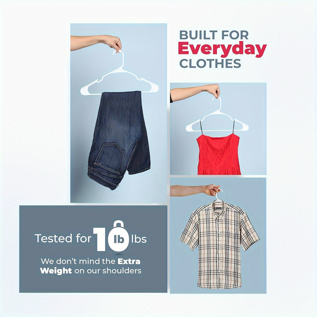 Plastic Clothes Hangers, Heavy Duty Plastic Standard Closet Hangars