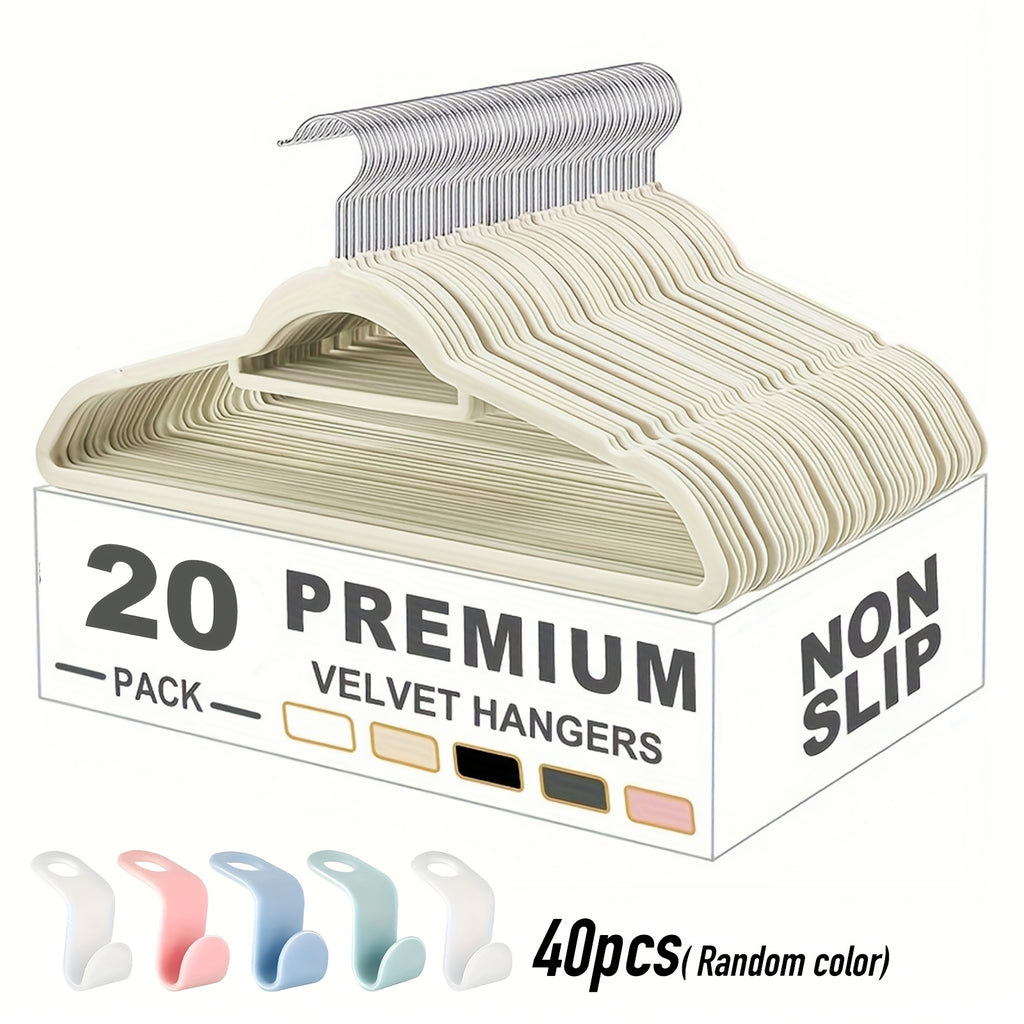 Colorful Hook Velvet Hangers with a Non-Slip Rotating Feature