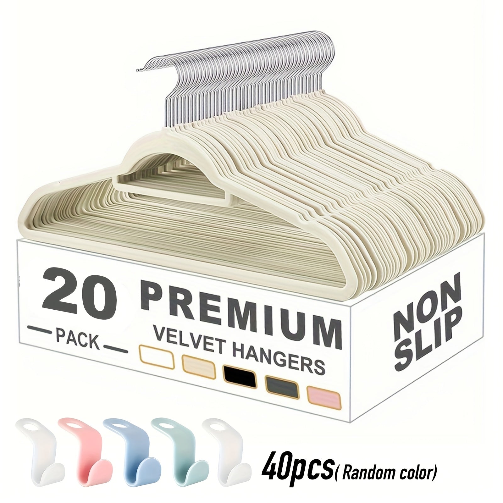 Colorful Hook Velvet Hangers with a Non-Slip Rotating Feature