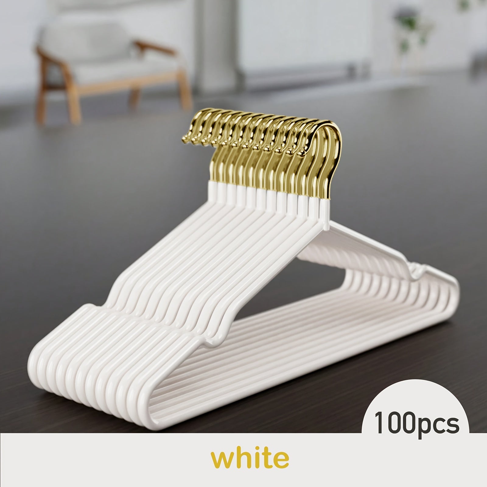 100pcs Luxury Golden Metal Clothes Hangers, 16\
