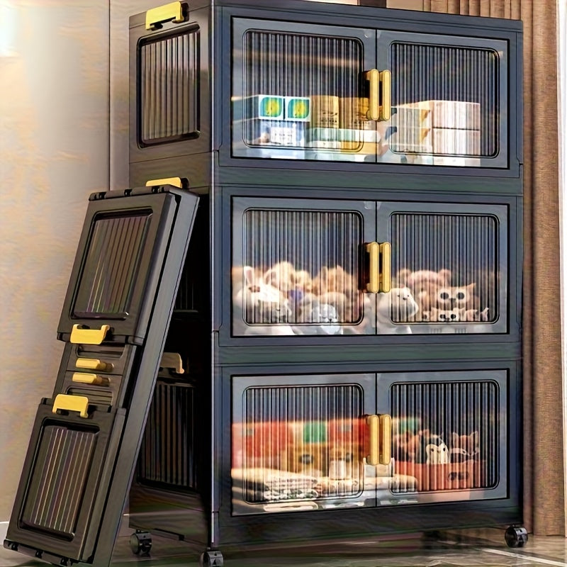 Large Black Storage Box with 6 Tiers (50.6 Inches), Foldable Options in 3, 4, 5, Or 6 Tiers