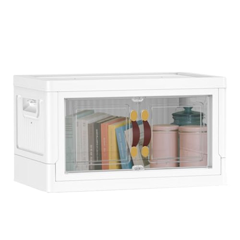 35QT Plastic Stackable Storage Bins with Lids Collapsible Organizer with Magnetic Doors