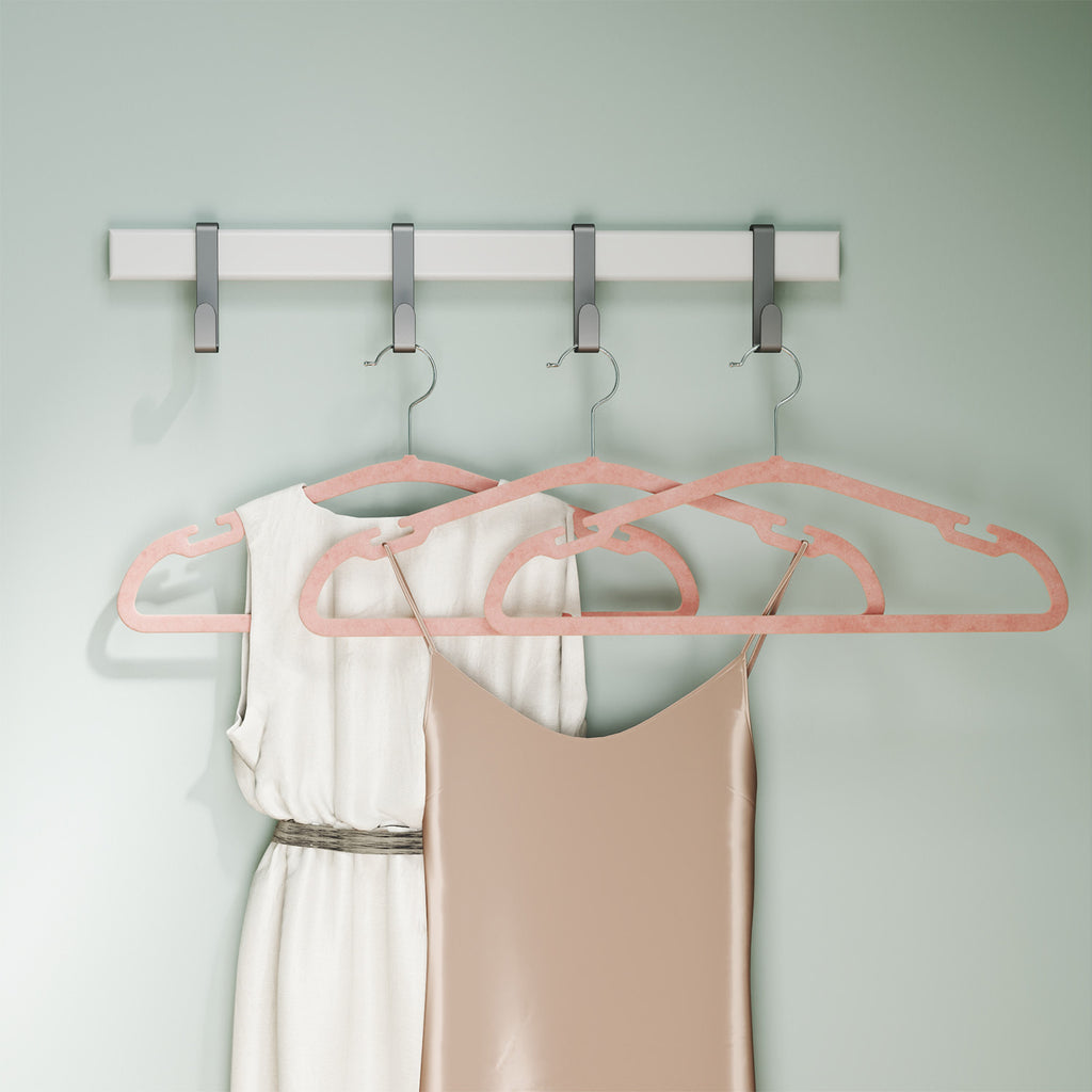 50 Pack Velvet Hangers | Non-Slip, Steel Clothes and Coat Hangers with Wide Shoulder Notches