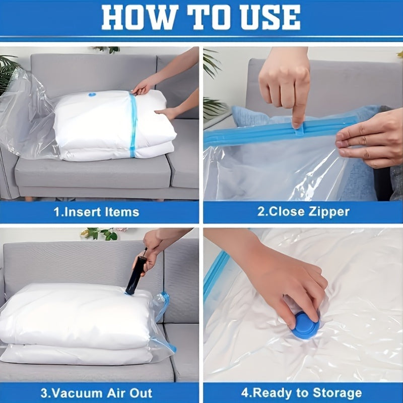 Manual Pump Vacuum Storage Bags - Heavy-Duty Plastic Vacuum Seal Bags with Pump