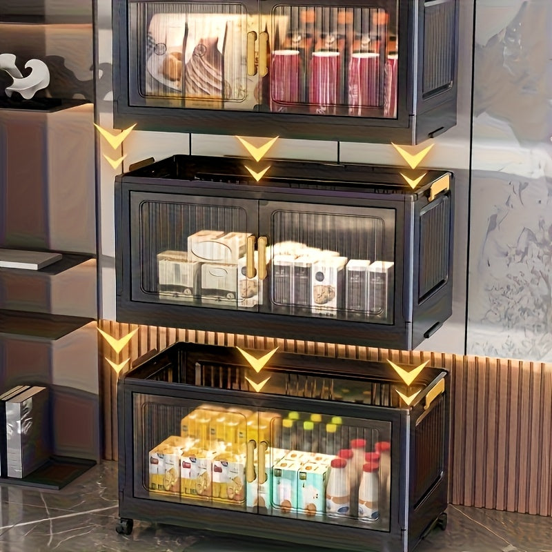 Large Black Storage Box with 6 Tiers (50.6 Inches), Foldable Options in 3, 4, 5, Or 6 Tiers