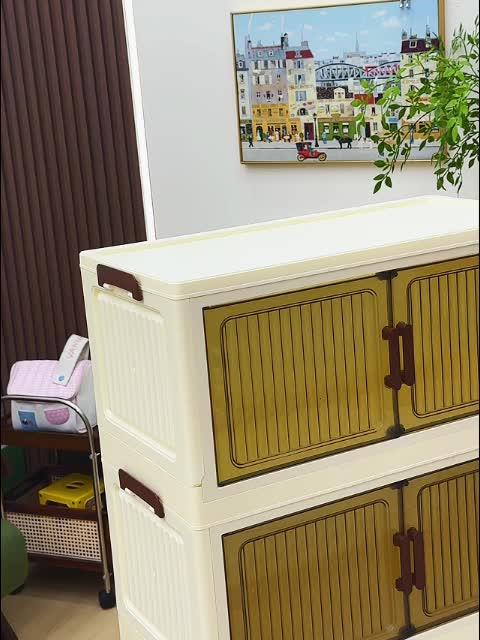 3\u002F4\u002F5 Tier Foldable Storage Cabinet | Stackable Plastic Storage Boxes with Lids and Magnetic Doors