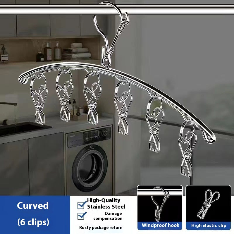 Heavy-Duty Drying Rack with 10 Clips - a Space-Saving Indoor\u002FOutdoor Drying Solution, Wardrobe Storage Solution, Hangers, Drying Racks, Clip Hangers, Pant Clips, Flexible Metal Hangers, Suitable for Balconies, Bathrooms