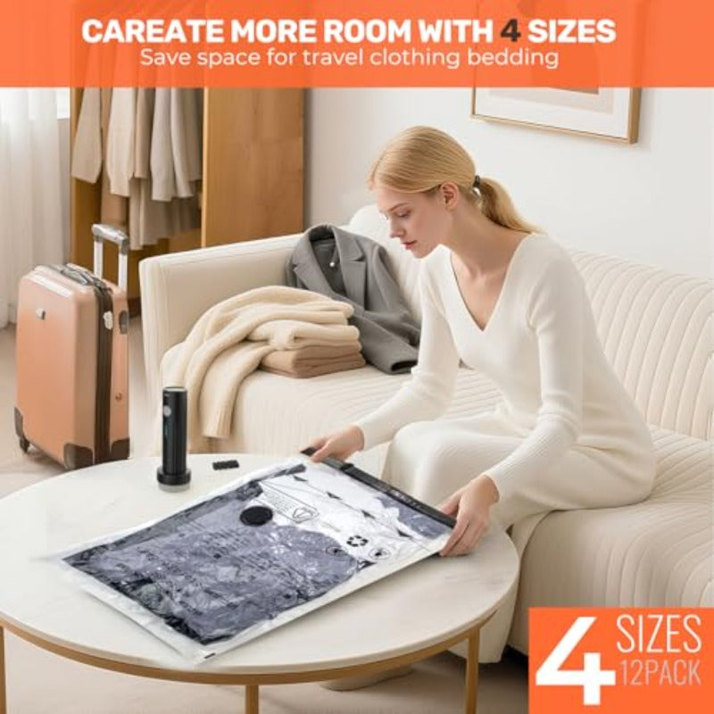 Cordl Travel Vacuum Bags with Electric Pump 2 Pack Carry-on Size Vacuum Seal Bags