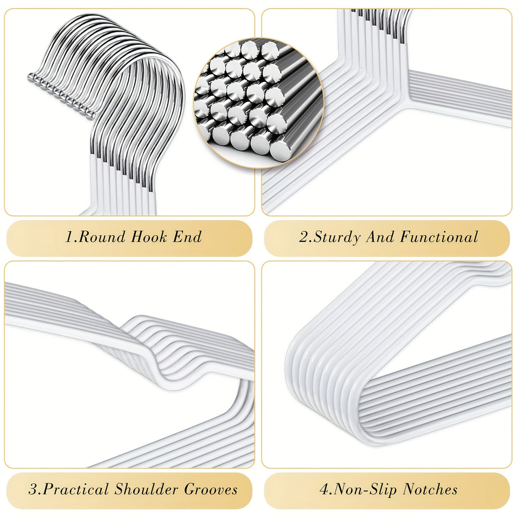 120pcs White Heavy Duty Anti-slip Coat Hangers with Shoulder Grooves, Space-saving Closet Organizers for Coats