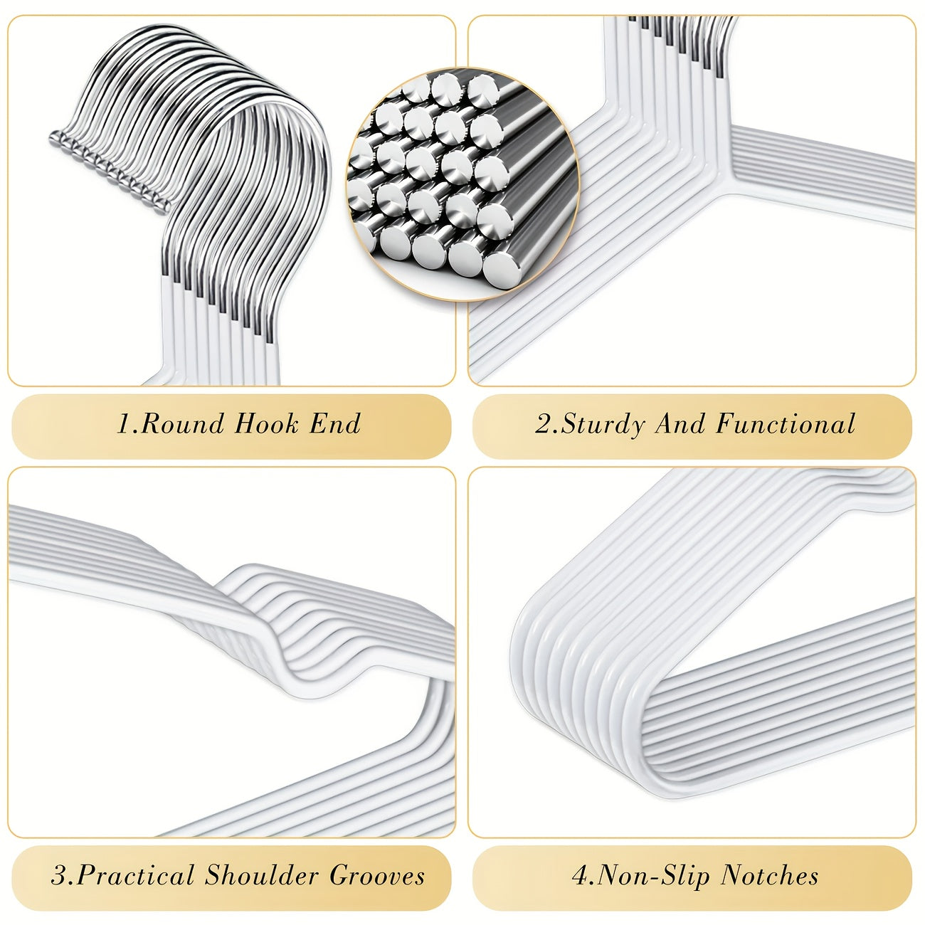 120pcs White Heavy Duty Anti-slip Coat Hangers with Shoulder Grooves, Space-saving Closet Organizers for Coats