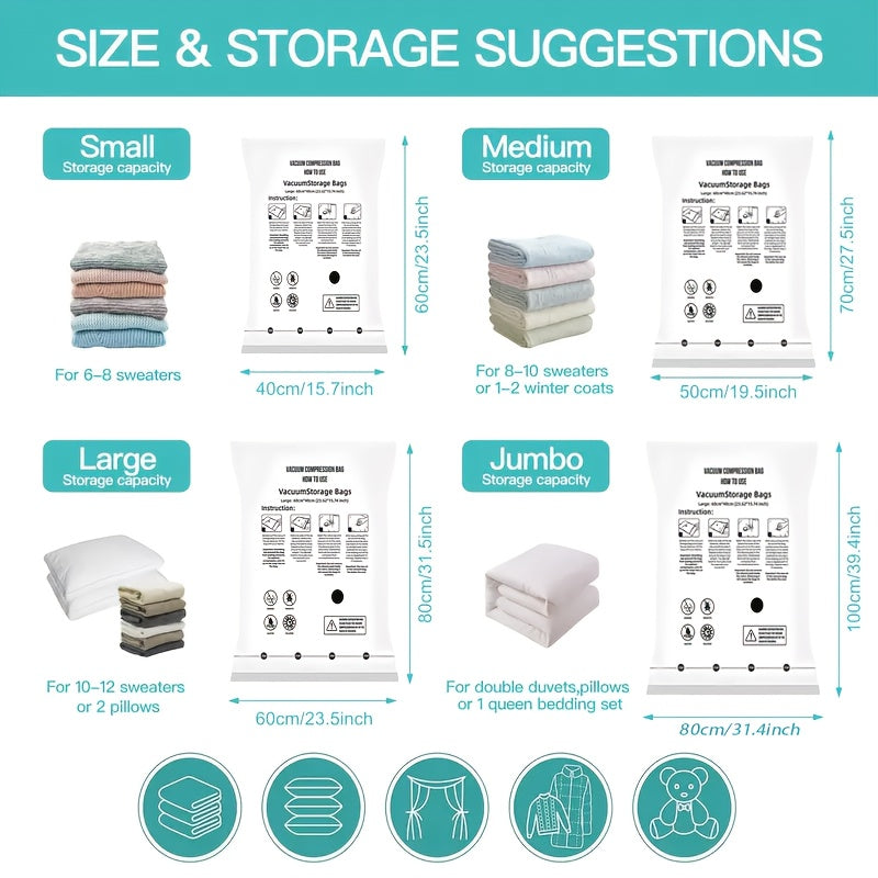 Set of 7pcs Vacuum Storage Bags with Electric Pump, Space Saving Bags