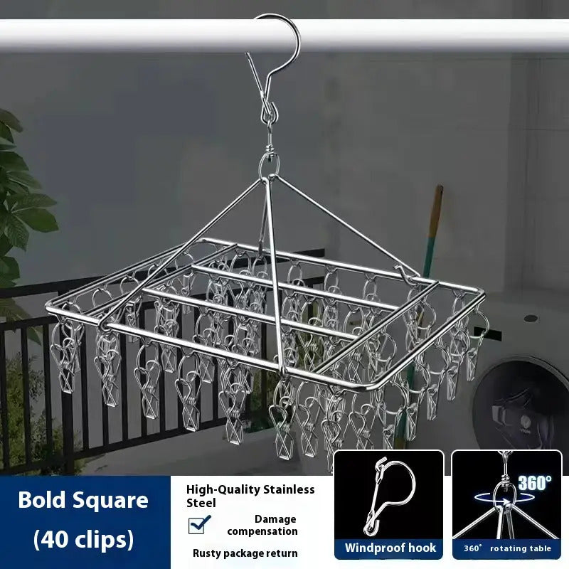 Heavy-Duty Drying Rack with 10 Clips - a Space-Saving Indoor\u002FOutdoor Drying Solution, Wardrobe Storage Solution, Hangers, Drying Racks, Clip Hangers, Pant Clips, Flexible Metal Hangers, Suitable for Balconies, Bathrooms