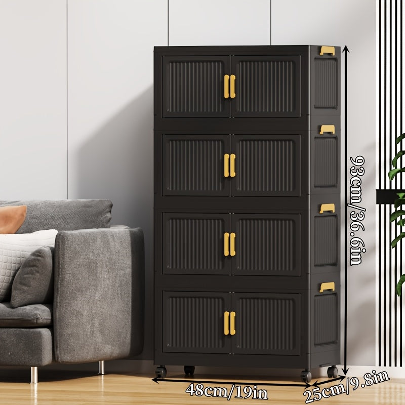 3\u002F4\u002F5 Tier Foldable Storage Cabinet | Stackable Plastic Storage Boxes with Lids and Magnetic Doors