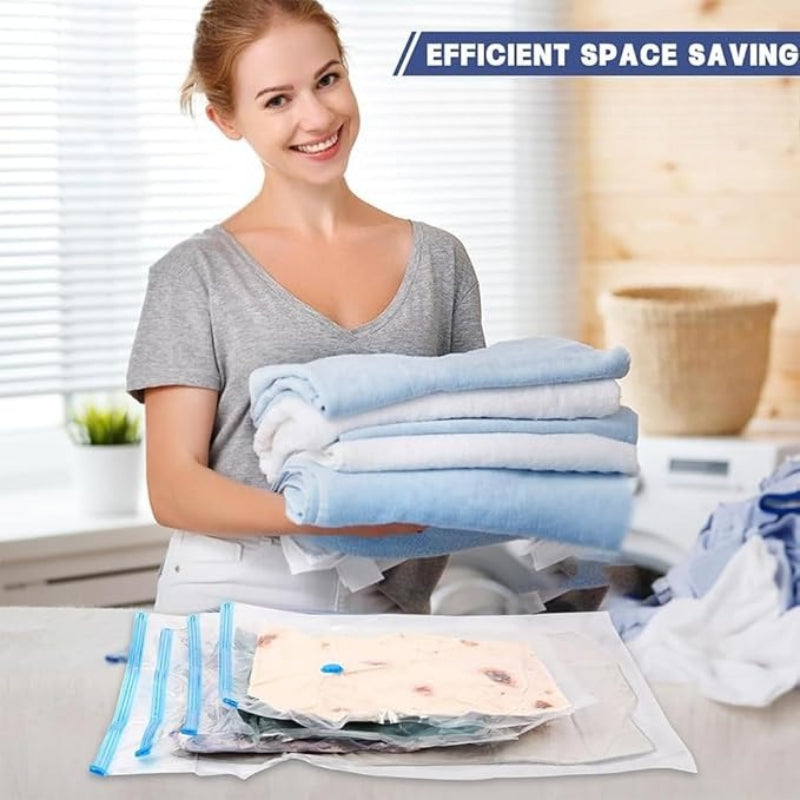 Manual Pump Vacuum Storage Bags - Heavy-Duty Plastic Vacuum Seal Bags with Pump