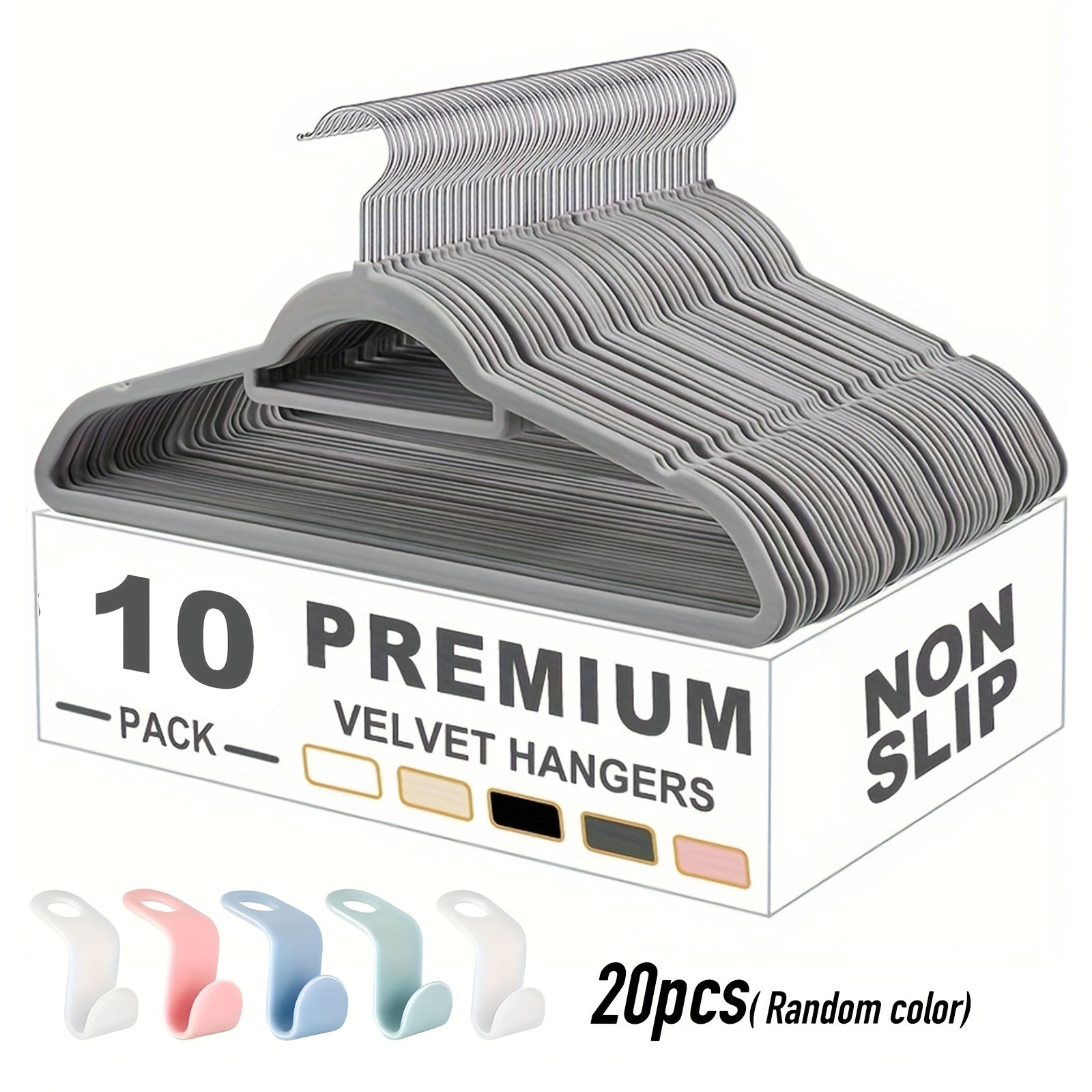 Colorful Hook Velvet Hangers with a Non-Slip Rotating Feature