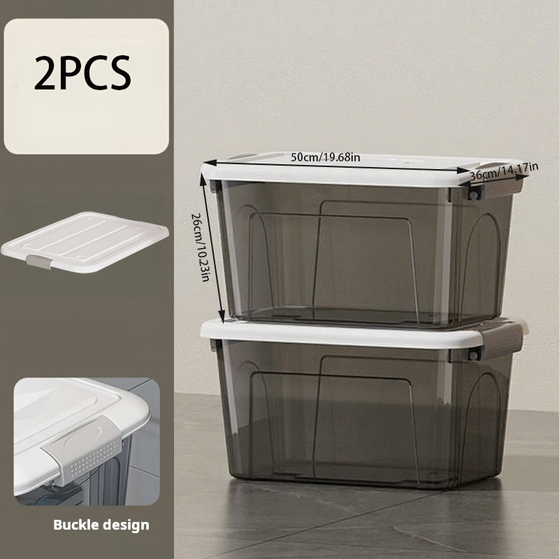 2pcs Large Stackable Plastic Storage Bins with Lids  Lockable Doors - Heavy-Duty Polypropylene