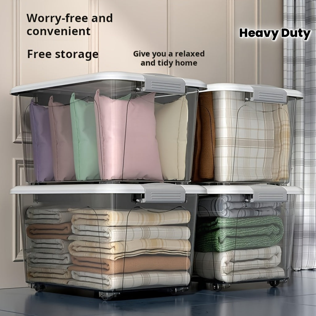 2pcs Large Stackable Plastic Storage Bins with Lids  Lockable Doors - Heavy-Duty Polypropylene