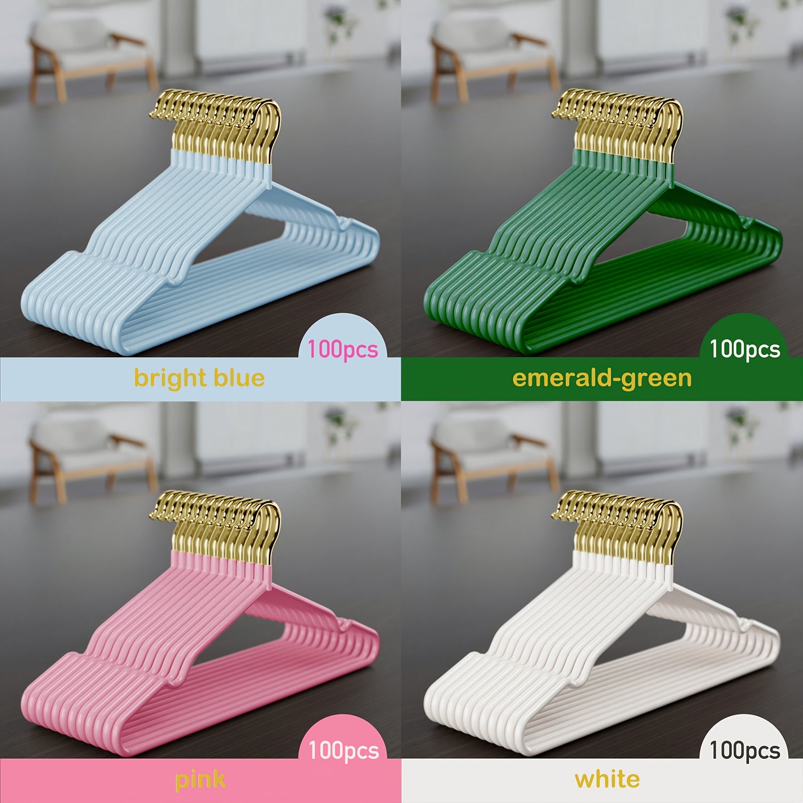 100pcs Luxury Golden Metal Clothes Hangers, 16\