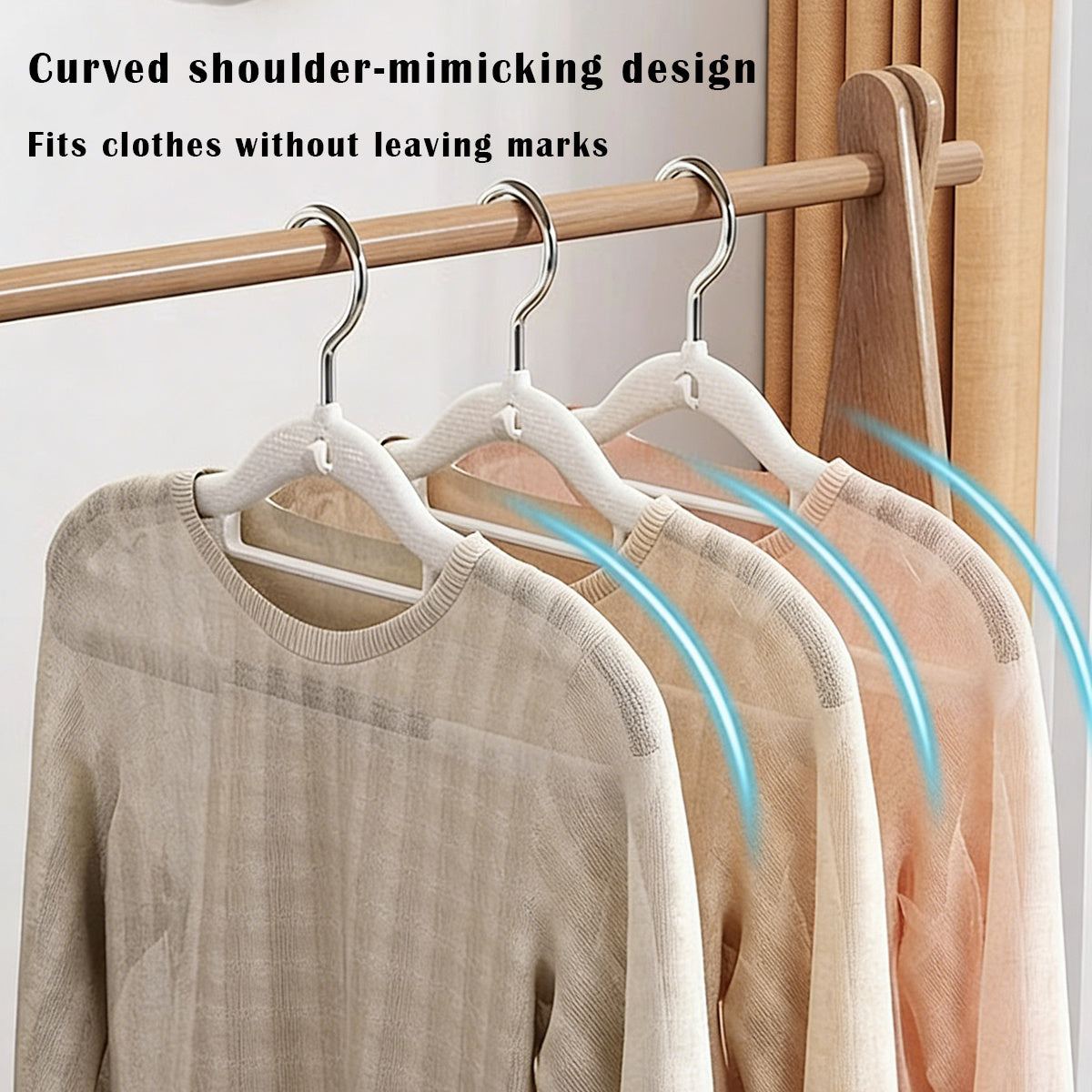 20pcs Non-Slip, No-Mark Stackable Hangers for Home Use - Space-Saving Design